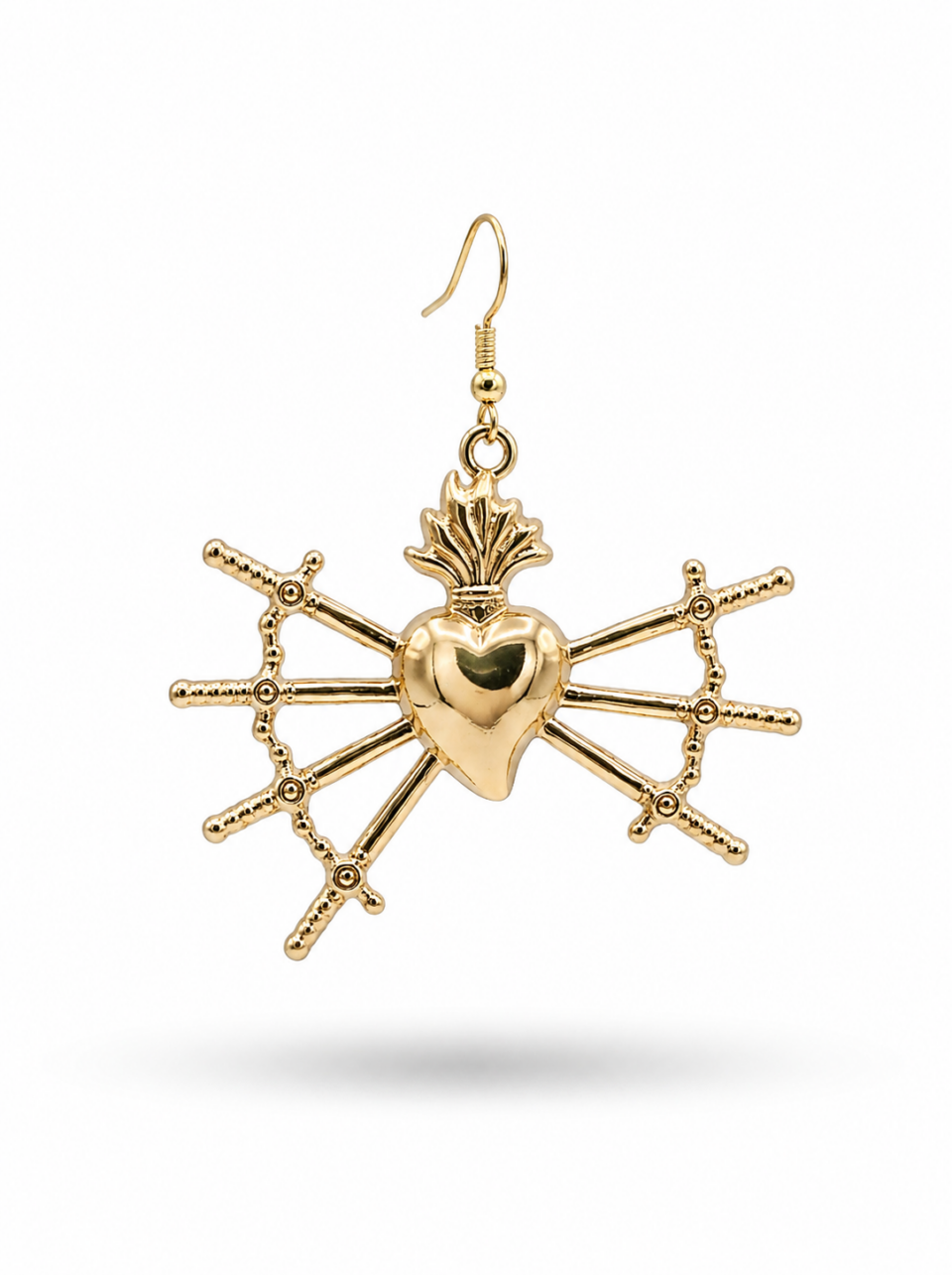 ORECCHINO CUORE CON 7 SPADE – ORO